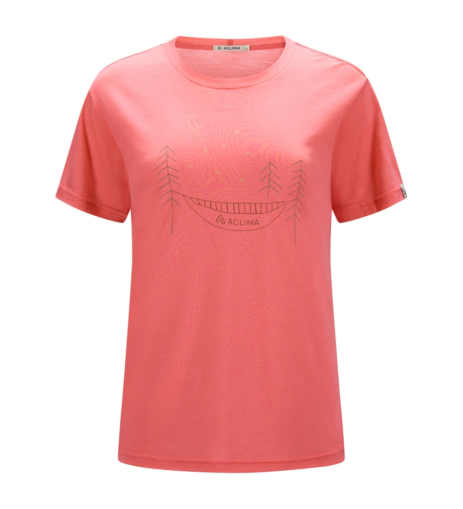 Aclima Womens LightWool 140 Tee Forest (Lyserød (SUN KISSED CORAL) X-small)