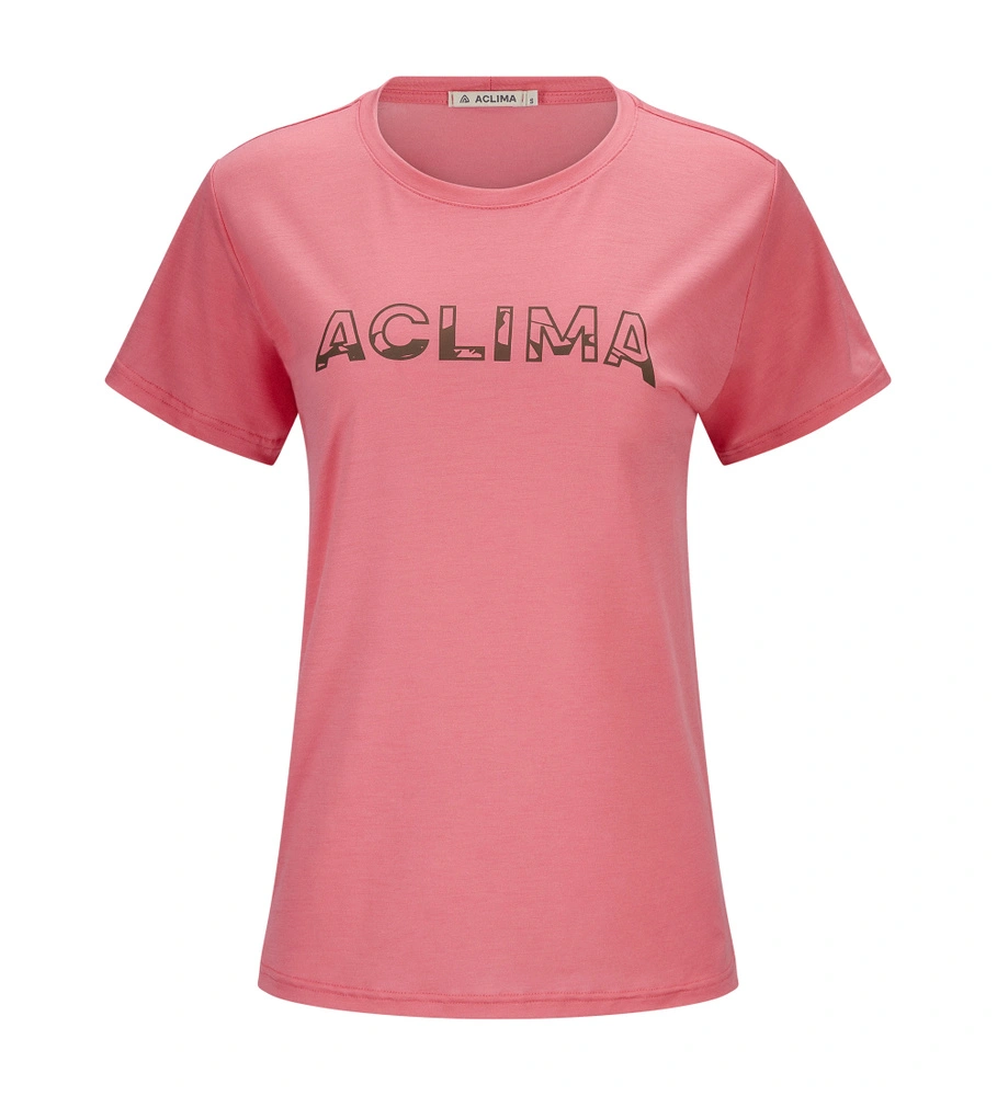 Aclima Womens LightWool Tee Logo (Lyserød (SUN KISSED CORAL) Small)