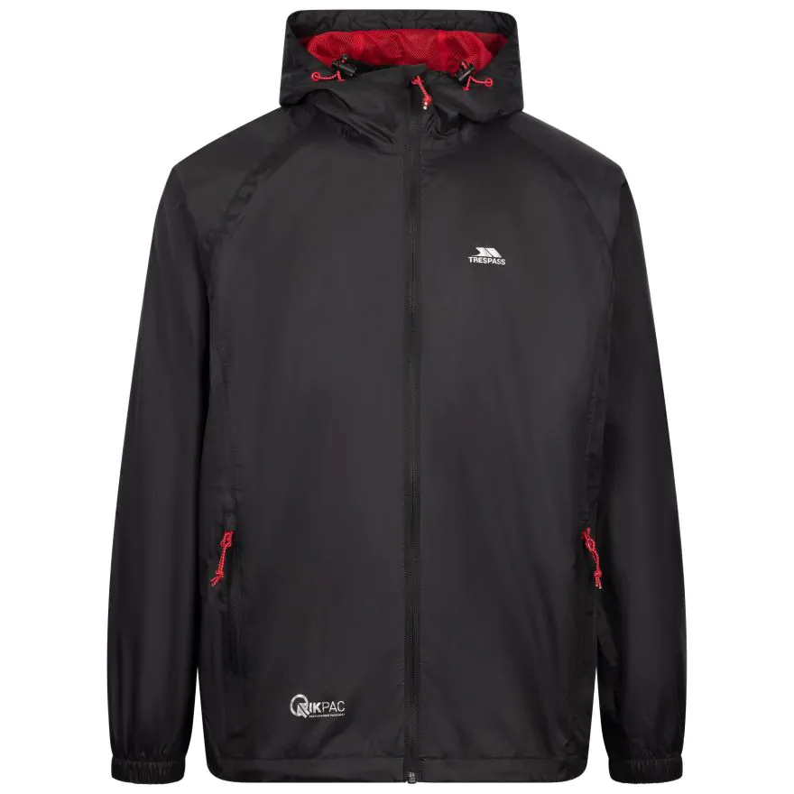 Trespass Qikpac Regnjakke Black Red