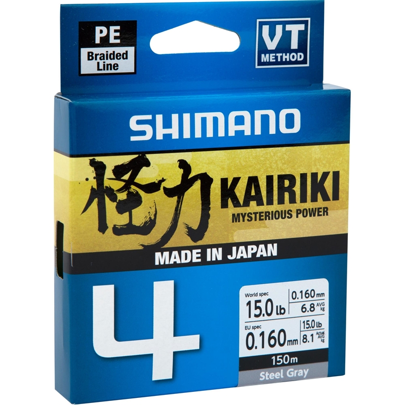 Se Shimano Kairiki X4 fletline Grey 150 m Kairiki Flet Grey 150m 0,19mm hos Outdoor i Centrum
