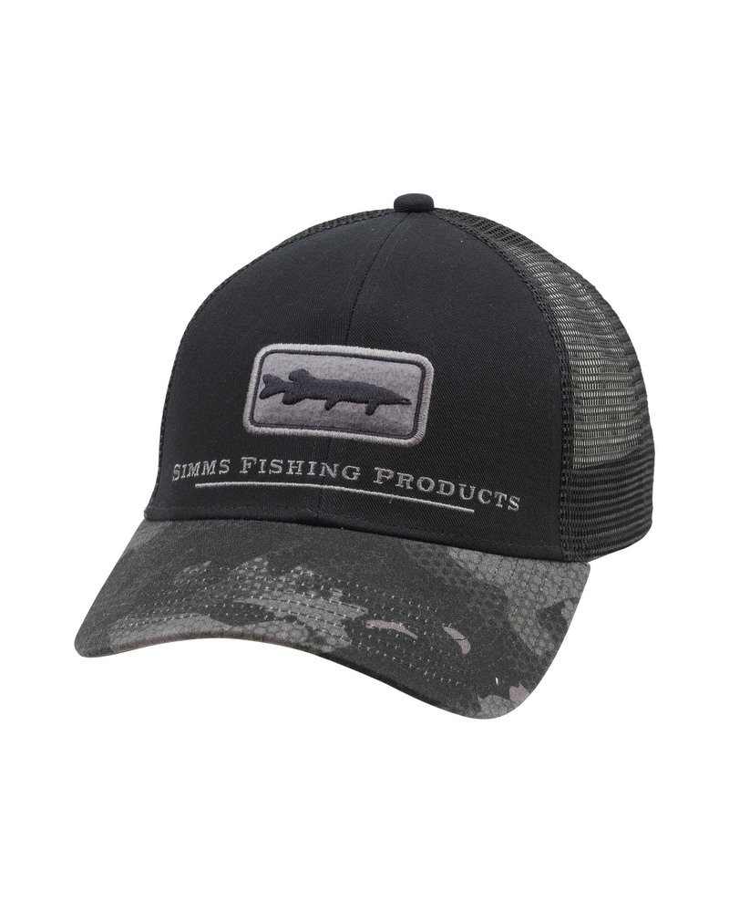 Simms Icon Trucker Cap Musky Hex Flo Camo Carbon